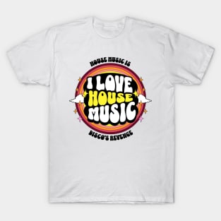 HOUSE MUSIC  - I Love Rainbow Circle (Black/Yellow/Red) T-Shirt